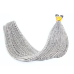 silk straight brazilian hair grey Colour stick i tip hair extensions 100 remy humanhair