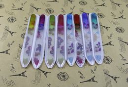 WHOLESALE 20PCS PRINTING FLOWER GLASS NAIL FILES CRYSTAL NAIL BUFFER NAIL CARE 5.5" /14CM-FREE SHIPPING