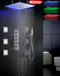 Swash And Rain Bathroom Set 20 Inch 3 Colours LED Temperature Sensitive Shower Head And 6 Pcs Big Massage Body Spray Jets 008-20QMIL-6MF