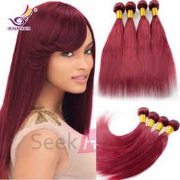 6A Red Peruvian Virgin Hair 99j Silky Straight Hair Extensions 4 Pcs/Lot 100% Remy Human Hair Weft Burgundy Unprocessed Peruvian Hair Weave