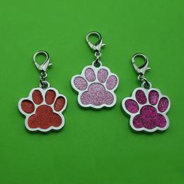 Lovely Dog Paw Footprint Alloy Pet Dog Cat ID Card Tags Necklace Ornaments With Hook Pet Jewellery Pendant ZA5430