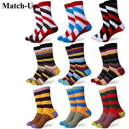 Wholesale- Match-Up hot sale casual new style men's combed cotton Colourful socks brand man dress knit socks free shipping us size(7.5-12)