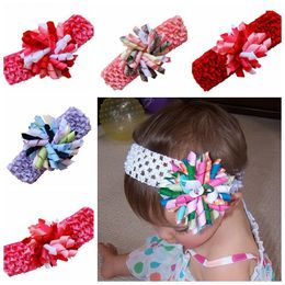 Crochet headbands with korker bows Hair hoop curly ribbon bows korkers Children's headband Head wraps hair band PD011