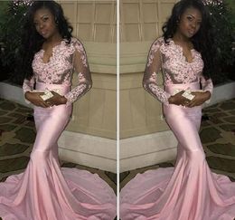 2019 Sexy Fashion Black Girls Prom Dress Long Sleeves Formal Holidays Wear Graduation Evening Party Pageant Gown Custom Made Plus Size