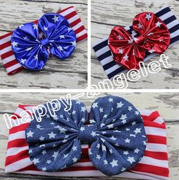 10pcs women/baby the USA flag knotted bronzing Bow Turban Twist hair band flower 4th of July headband Head Wrap stripe stars HeadWrap FD6549