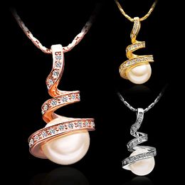 Promotion Sale 925 silver&gold&18k rose gold Pearl necklace Christmas fashion 925 Silver necklace jewelry FREE Shipping 1389