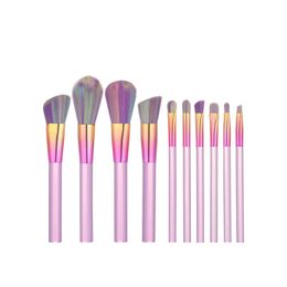 Makeup Brushes 10 Pcs Professional Makeup Brush Set Synthetic Foundation Eyeshadow Brush Light Green Transparent Handles Brushes