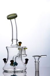 Colored Small Mushroom Beaker Bong Cheech Glass Bubbler Bent Neck Water Pipe Cheap Small Hookah 14mm Joint