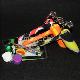 Portable Silicon Smoking jars Showerhead Bong Silicone Bubblers Recycler Bubbler Hammer Hookahs Unbreakable With quartz nail