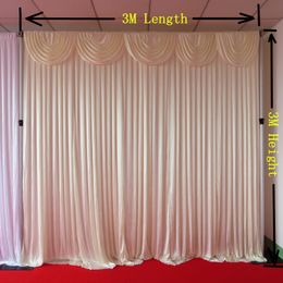 White 3M*3M Shine Ice Knit Backdrop Curtain With Swag 1PCS With Free Shipping For Wedding Use