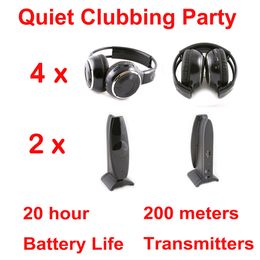 Professional Silent Disco 4 Folding Headphones 2 Channels 200m Distance- RF Wireless earphones For iPod MP3 DJ Music