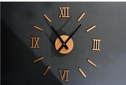 Metallic DIY fun clock Creative fashion wall clock European Roman numerals diy wall clock