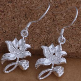 Fashion (Jewelry Manufacturer) 40 pcs a lot Lotus earrings 925 sterling silver jewelry factory price Fashion Shine Earrings