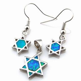 fashion blue opal jewelry set mexican pendant and earrings