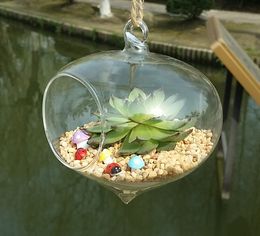 Набор из 3 смешанных подвесных стеклянных воздушных держателей для растений Луковая форма подвесных террариумов Ваза для украшения дома, украшения для сада, зеленые подарки