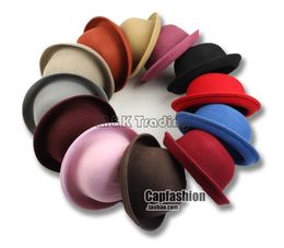 Autumn Winter British Style Top Stingy Brim Hats Women Vintage Round Trilby Wool Blending Jazz Cap More Colours