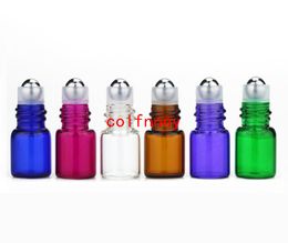 50pcs/lot 1ml 2ml Mini roll on roller bottles for essential oil roll-on refillable perfume bottle deodorant container with black lid
