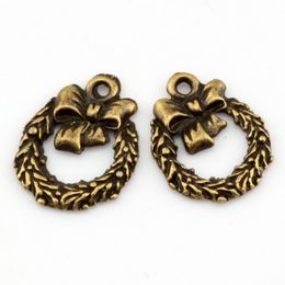 Christmas Garlands Charms Pendant For Jewellery Making Bracelet Necklace DIY Accessories 12*16mm Antique Bronze 300Pcs