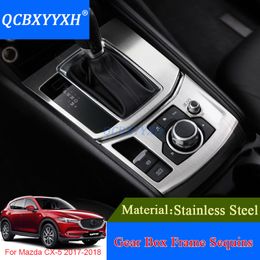 QCBXYYXH Car Styling For Mazda CX-5 2017 2018 Interior Stainless Steel Gear Box Cup Holder Protection Cover Internal Accessory