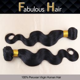 peruvian hair cheap UK - Fabulous Grade 5A 8-30inch Natural Color Body Wave Unprocessed Virgin Peruvian Hair Remy Human Hair Bundles Weft DHgate Cheap Hair Extension