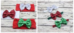 Girl baby Xmas hair accessory Sequins bowknot Head wrap Headwrap Elastic head band Turban Twist Hairband Vintage Newborn hair band FD6566