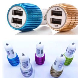 New Metal Alloy Shell With led Light 3.1A 2.1A Dual Port USB Car Charger Adapter for Apple iPhone 5 5S 5C 4 4S iPad air Samsung Galaxy