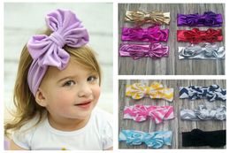 20pcs baby bronzin Metallic big bow Turban Twist Headband Head Wrap Twisted Knot Soft stripe Hairband chevron Headband HeadWrap FD6575