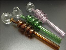 wholesale 14cm Spiral sharp glass oil tube pipes straight Glass Oil Burners Pipes for water bong pipe