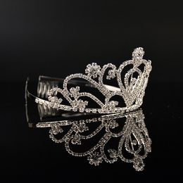 Cheap Silver Crystals Wedding Tiaras Beaded Bridal Crowns Rhinestone Head Pieces Cheap Comb Hair Accessories Pageant Tiara270D