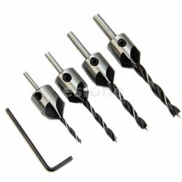 5 pcs/lot HSS 5 Flute Countersink Drill Bit Set Reamer Woodworking Chamfer 3mm-6mm