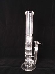 H :46cm glass Bong water pipe 18" inches Straight pure glass TreePerc water pipe with three Honeycomb Tyre Percolator Brand Quality