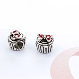 Cute Cupcake Unique Charm Bead Big Hole Fashion Women Jewelry European Style For DIY Bracelet Necklace PANZA006-129