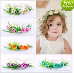 Tieback Flower Crown Flower Headband Baby Girl Toddler Woodland Green Leaf Floral Crown Wreath Bohomian Wedding Florial