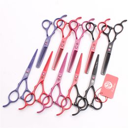 2Pcs Z8001 6" 17.5cm JP 440C Purple Dragon Professional Human Hair Scissors Hairdressing Scissors Cutting Thinning Shears Left Hand Scissors