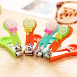 Wholesale-Cute Sweet Candy Colour Lollipop & Bow Stainless Steel Nail Clippers Nail Tools Toe Finger Trimmer Nail Scissors