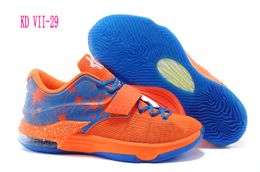 -Nuovo Arancione Blu Sneakers scarpe sportive 2015 KD VII Basse di pallacanestro stivali di marca Kevin Durant formatori economico Man Sport scarpa Basket Ball
