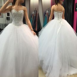 ball gown wedding dresses china Australia - Luxury 2017 Tulle Ball Gown Wedding Dresses With Spaghetti Beaded Lace Up Top Long Bridal Gowns Custom Made From China EN11239