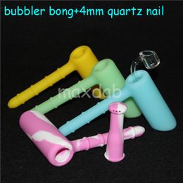 jars Hammer shape silicon water pipe bongs smoking tobacco silicone hand pipes nectar with quartz nails male DHL