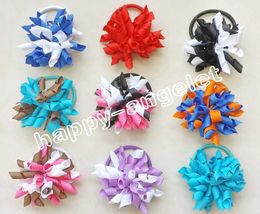 free shipping 20pcs baby girl 2.5'' korker hair bows clips mix hundreds Colour korker corker hair bobbles Prevalent hair ties PD007