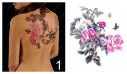 Fleurs De Pivoine Gros Grand Taille Phoenix Papillon Arrière Imperméable Grand Autocollant De Tatouage Temporaire Pour Body Art 10 Types De Styles