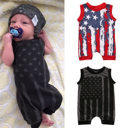 Cute Baby Rompers Star-Spangled Banner Sleeveless Cotton Romper Jumpsuit Outfits Baby Boy Clothes Girls Clothing Infant Toddler Clothes