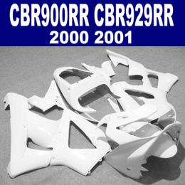 Free customize fairing kit for HONDA CBR 900 RR CBR929 00 01 CBR900RR 2000 2001 all white fairings set HB47