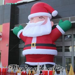 Christmas Figure 6m Red Inflatable Santa Claus Stand Holding Hands For Wall And Entrance Decoration