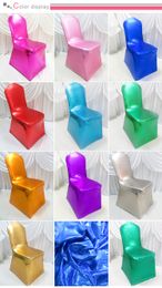 Fodera per sedia per banchetti in spandex elastico metallico abbronzante in 16 colori 100 pezzi con spedizione gratuita per uso nuziale