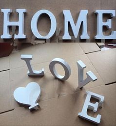 New Arrive Home Decor Decoration thick Wood Wooden White Letters Alphabet Wedding Birthday 8cmX1.2cm