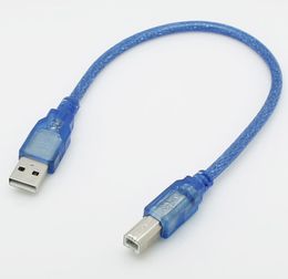 10pcs/lot 30cm USB 2.0 Type A Male to B Male ( AM to BM ) Adapter Converter Short Data Cable Cord for Printer Blue