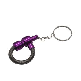 12pcs/Lot Portable Key Chain Spring Smoking Pipe Metal Tobacco MINI Pipes Cigarette Pipe Cleaners Screen