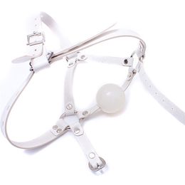 Mouth Gag White Silicone Ball Moth Gag D=4.2cm Fetish Sex Mouth Ball Gag Harness Restraints Bondage For Role Play Sex Toys