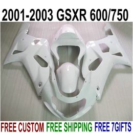 new aftermarket parts for suzuki gsxr600 gsxr750 20012003 k1 abs fairing kit gsxr 600 750 all white fairings set 0103 ra86