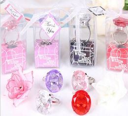 100pcs Free Shipping With this Ring Diamond Keychain White Key Chain Wedding Favors and gifts